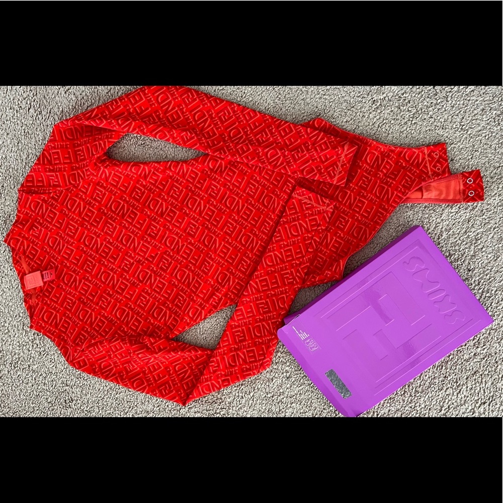 Fendi x SKIMS Mock Neck Long Sleeve Bodysuit. Color Georgia